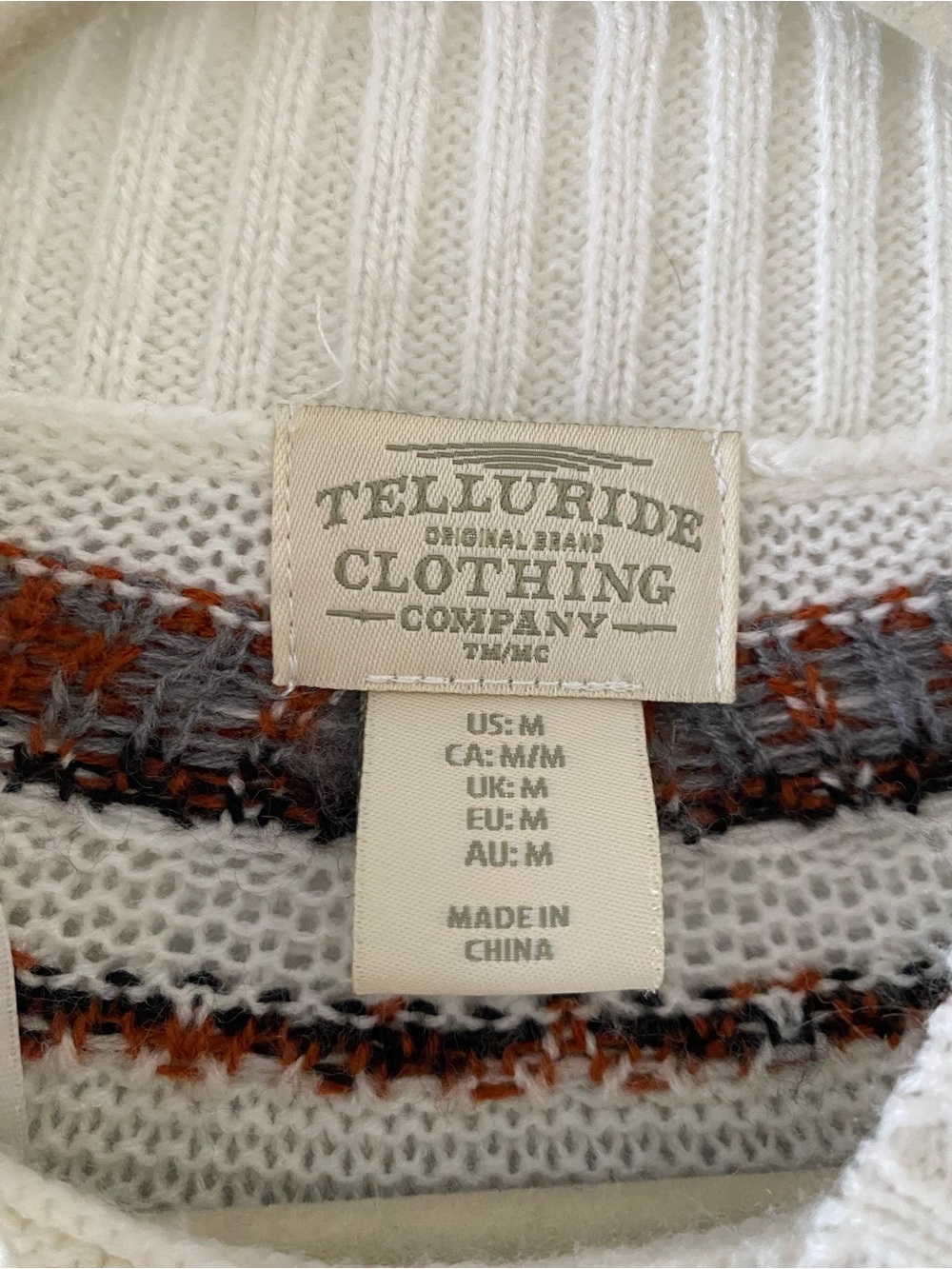 Cream Fair Isle Sweater Rust and Black Pattern Telluride Clothing Co Medium - Picture 3 of 8